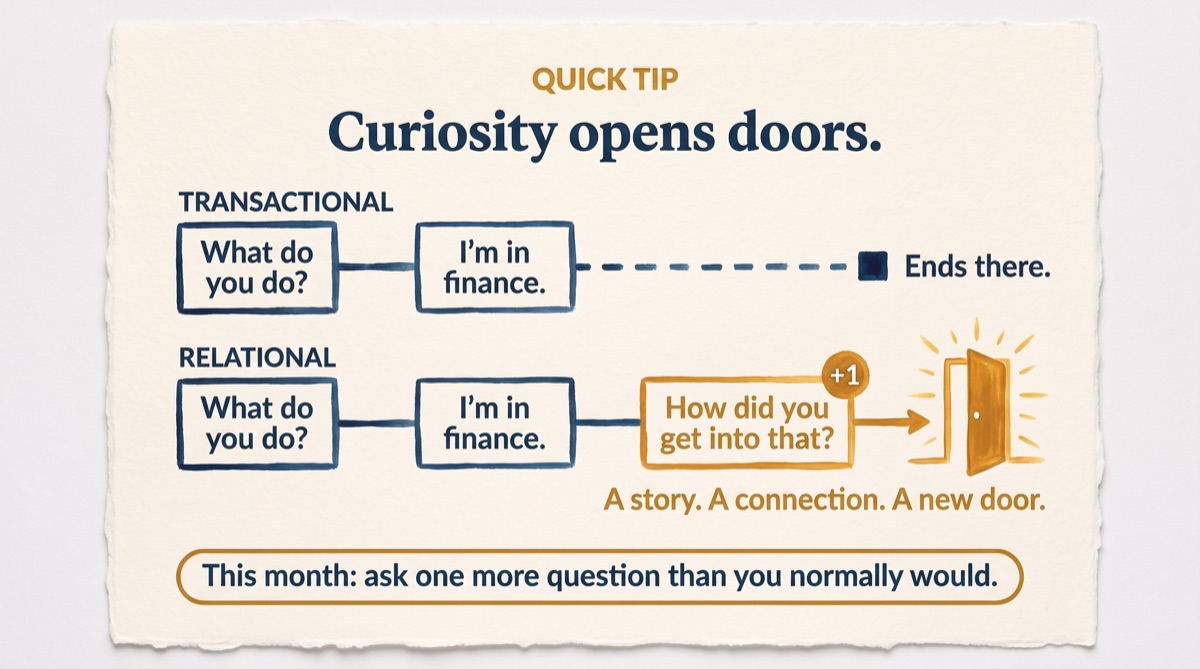Curiosity opens doors: one more question turns small talk into connection